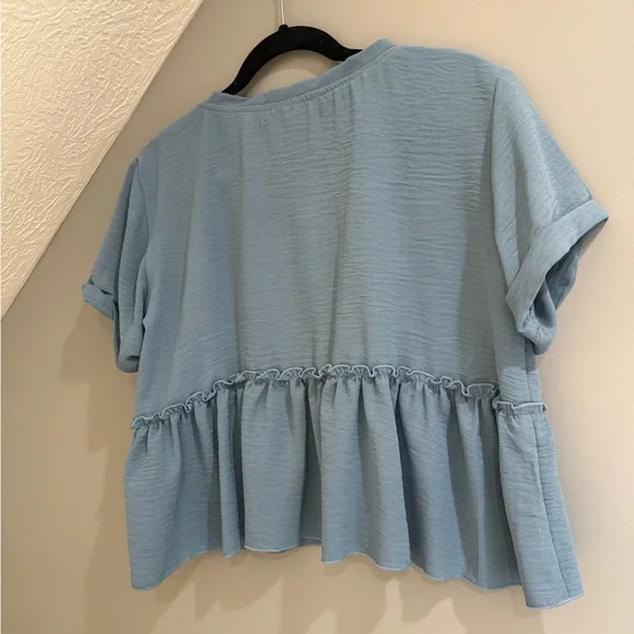New Look Light Blue Ruffle Blouse - Picture 5 of 5